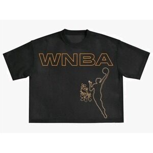 Unisex WNBA round21 Black Large Oversized Mesh Boxy Crop Top New With Tags!